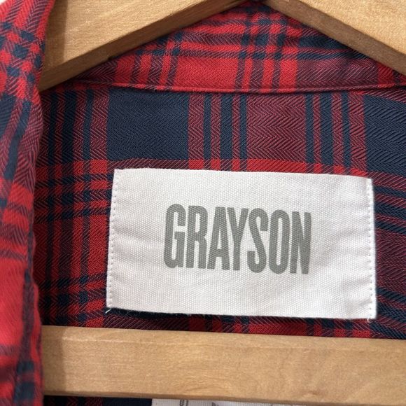 Grayson The Hero Anthroplogie Plaid Flannel Red and Blue Button Front Large 04 - Picture 4 of 12